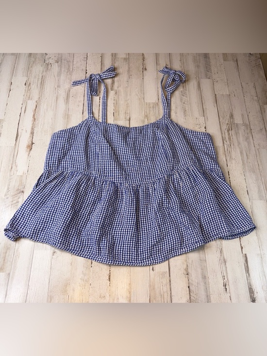 Old Navy Tops - Old Navy Blue Gingham Tie-Strap Peplum Cami Plus Size 3X & 4X